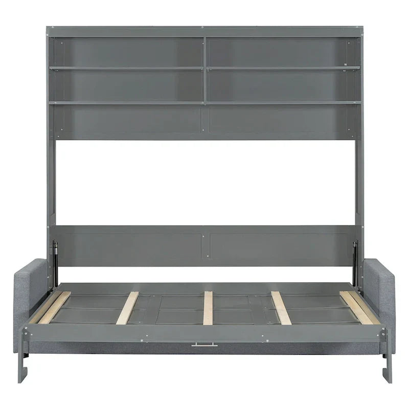 Queen Murphy Bed with Sofa - 2 - in - 1 Design, Storage Solutions & Dual - Piston Mechanism