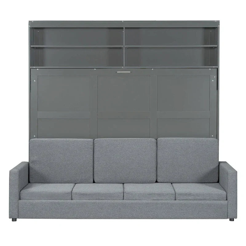 Queen Murphy Bed with Sofa - 2 - in - 1 Design, Storage Solutions & Dual - Piston Mechanism