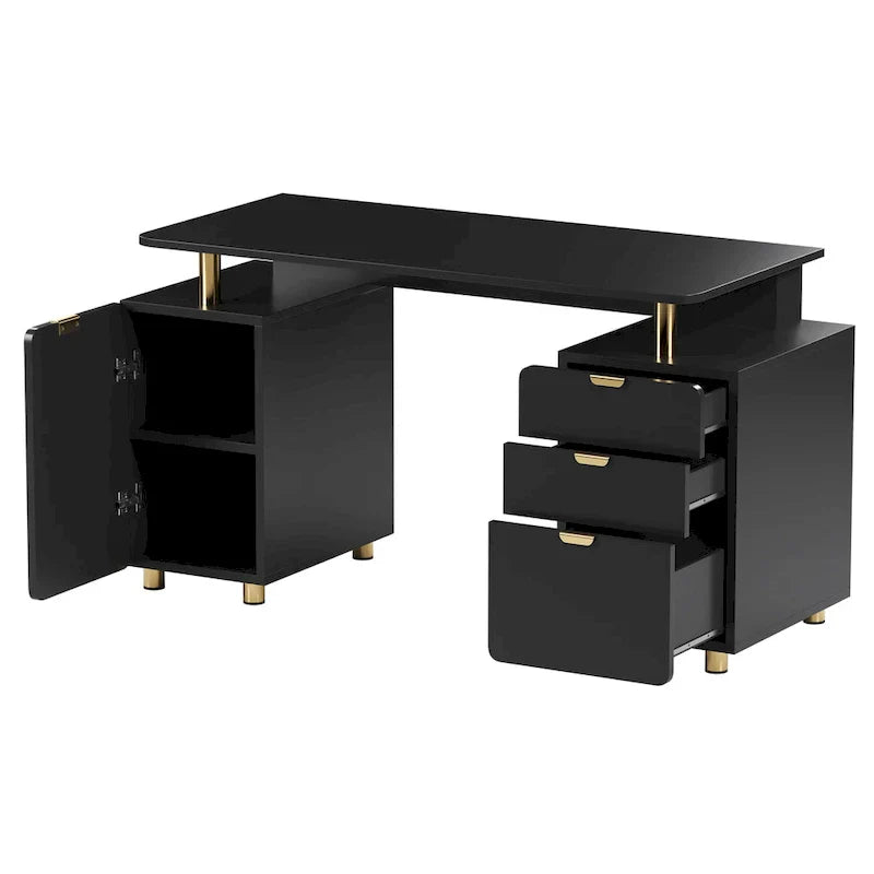 Contemporary Executive Floating Desk with 3 Drawers and Stylish Work Surface