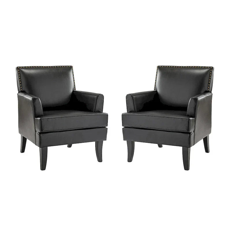Nileus Set of 2 Modern Classic Polyester Accent Chairs with Solid Wood Legs by HULALA HOME