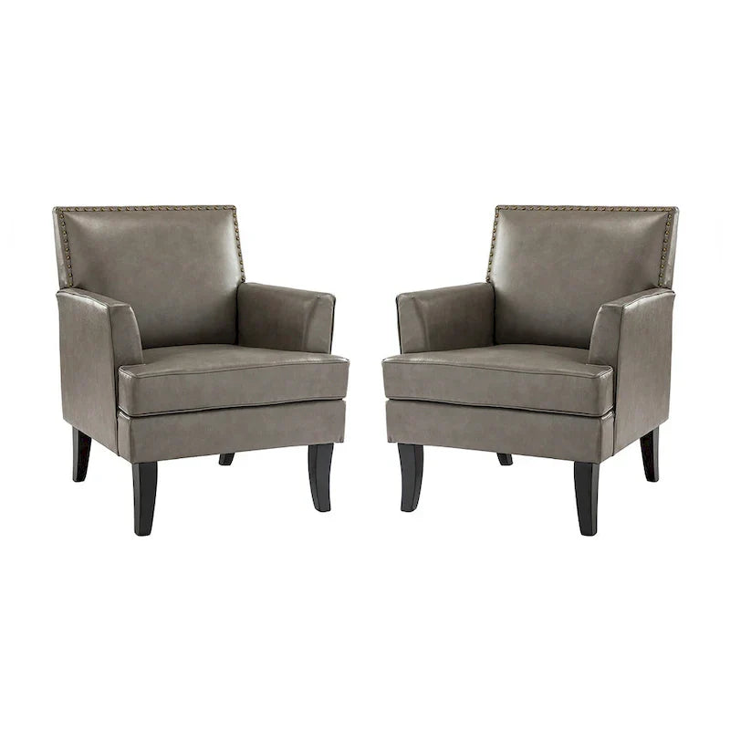 Nileus Set of 2 Modern Classic Polyester Accent Chairs with Solid Wood Legs by HULALA HOME